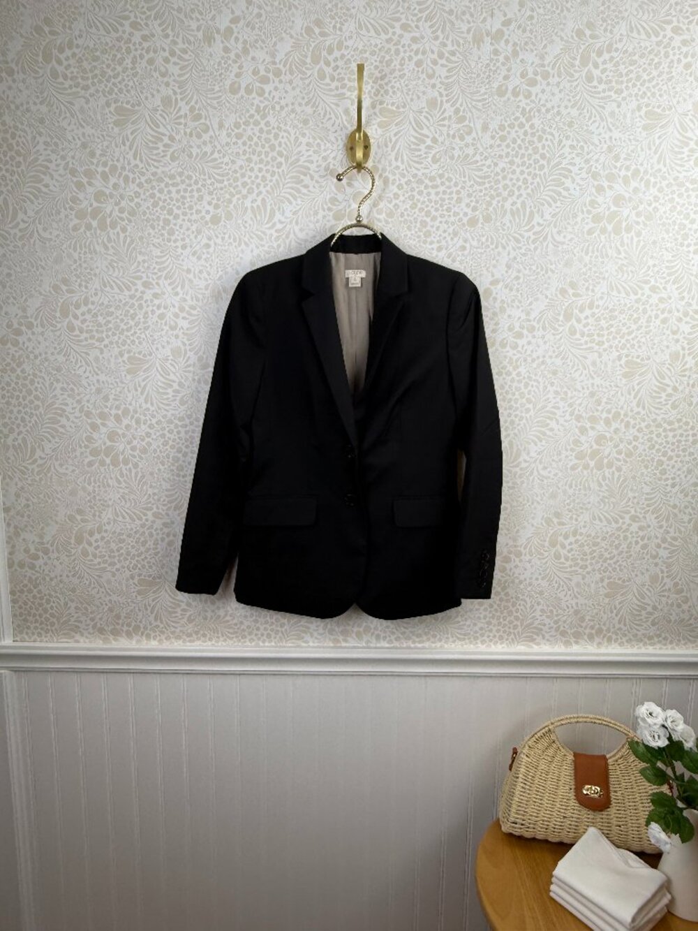 J.Crew Factory Black Wool Blend Tailored Blazer - Size - 0 Petite